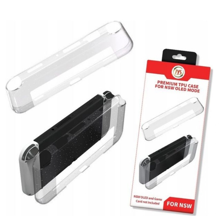 Husa consola JYS NS220, silicon, transparenta, pentru Nintendo Switch OLED