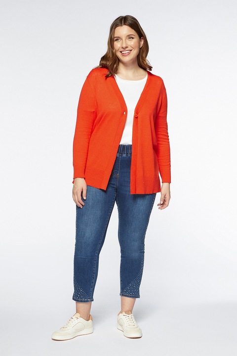 Fiorella Rubino, Cardigan din amestec de in, Portocaliu mandarina, S