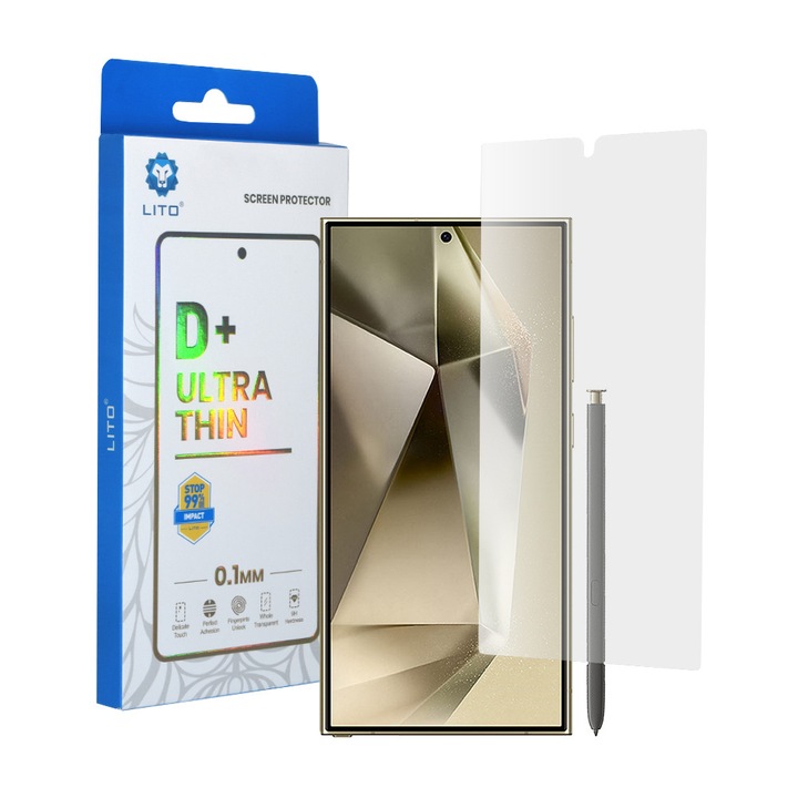 Folie de protectie Ecran Lito Classic Ultra Thin pentru Samsung Galaxy S24 Ultra S928, Sticla Securizata, Full Glue, 2.5D