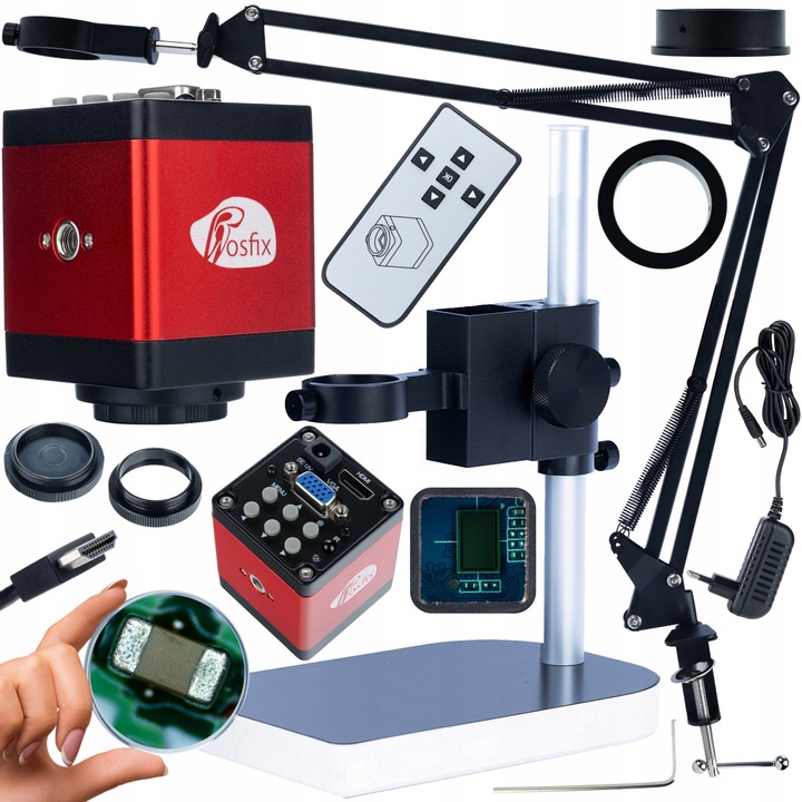 Комплект дигитален микроскоп, Rosfix, ODM-180X 50mm, ODM-100X 50mm и 40mm платформа, Draco RED PRO KMDBP-HDMI-VGA 2MP камера, многоцветна