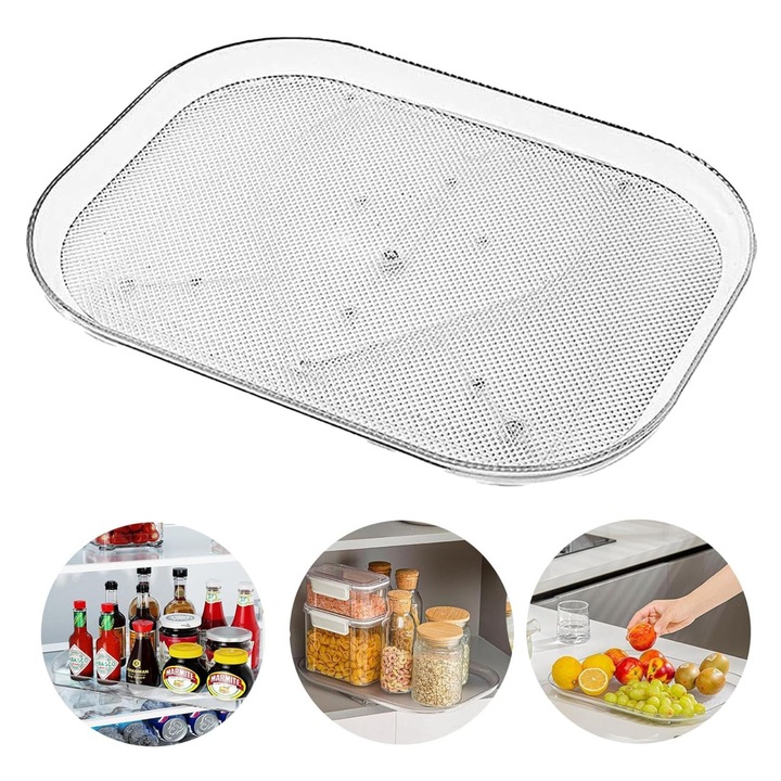 Organizator frigider, rotativ la 360°, mentine frigiderul organizat si fara dezordine, maximizeaza spatiul, pastreaza prospetimea, reduce risipa, 35 x 26 x 3,5 cm - SPINTRAY