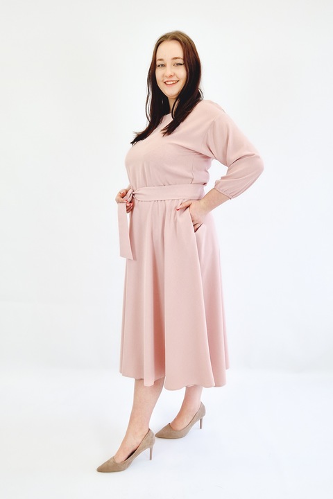 Rochie Midi pentru Ocazii Speciale, roz pudrat, Roz pudrat