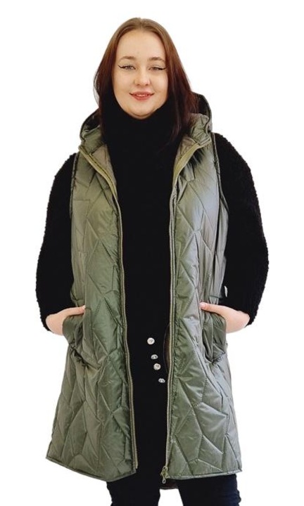 Vesta lunga matlasata dama, Viscoza/Elastan, verde masliniu, 42 EU