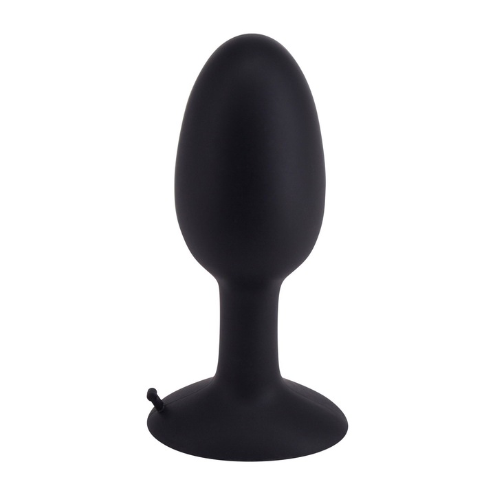 Seven Creations anális dugó, szilikon, belső fémgolyókkal, fekete, tapadókoronggal