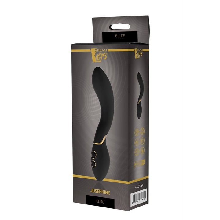 Vibrator Elite Josephine, Boss of Toys, 7 moduri de vibratie, 3 viteze, rezistent la apa IPX7, negru, 20x3.6cm