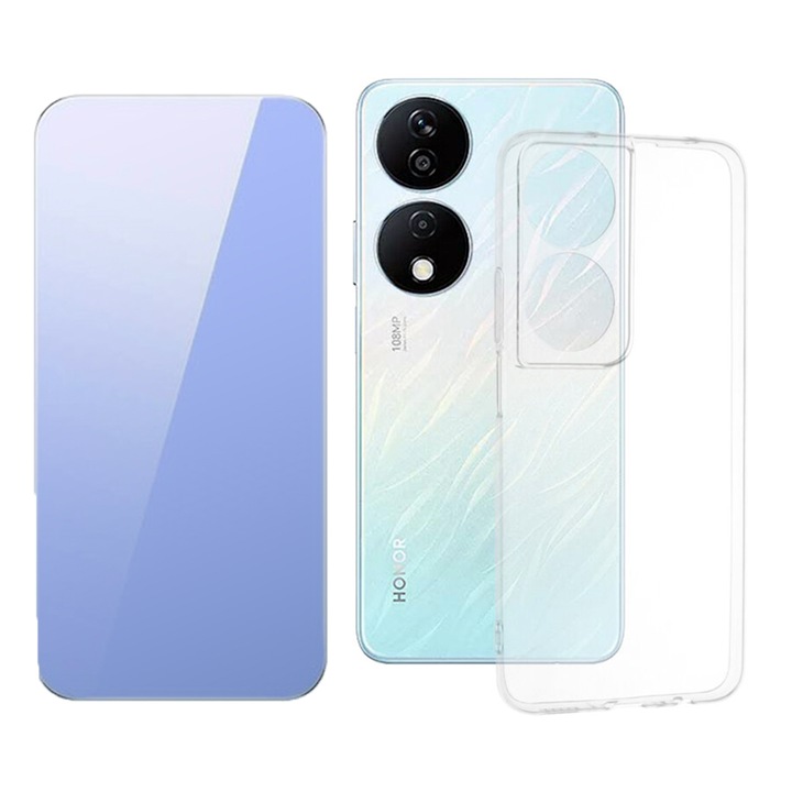 2.5D Secure üvegfólia készlet, Crystal Clean, Full HD Clarity és TPU High Clear 2,0 mm-es Honor X8b tok, OPTIM MEGOLDÁS, Gyémánt kialakítás, Könnyű lökhárítótok, Egyedülálló, tartós sárgásgátló technológia, átlátszó