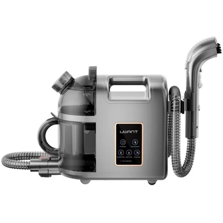 Парочистачка Uwant B200-Gray, Многофункционална, Многоповърхностна, 11 Kpa, Капацитет 2 x 1.5 л, Резервоар за препарат 0.2 л, Мощност на парата 1900 W, Сив