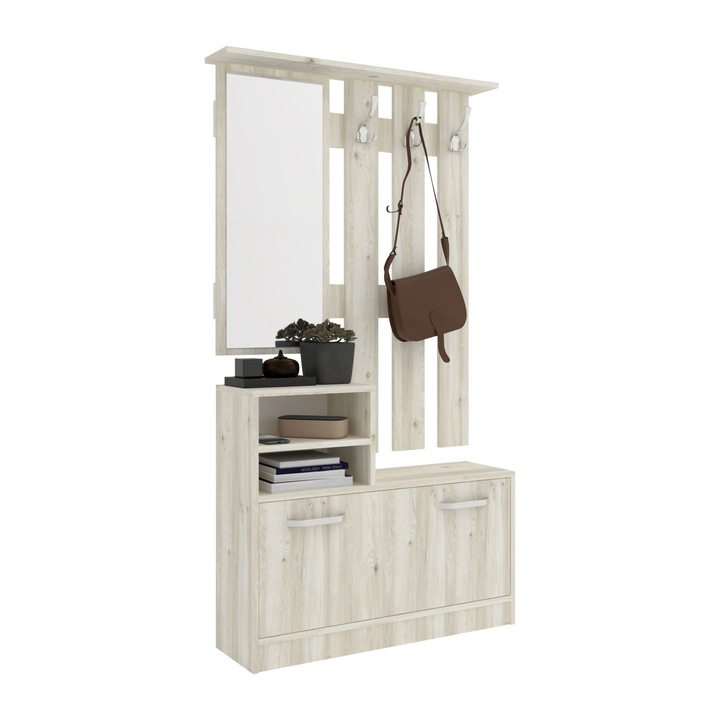 ​​​​Cuier haaus Lyon, Stejar Alb, L 85 x l 24 x H 180 cm
