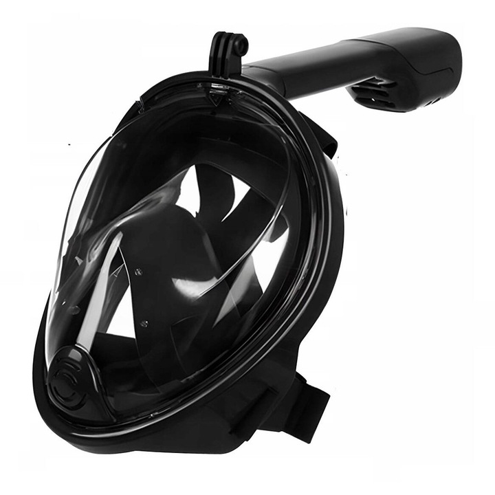 Set masca de snorkeling Trizand, viziune 180 grade, sistem AntiFog, negru, L/XL