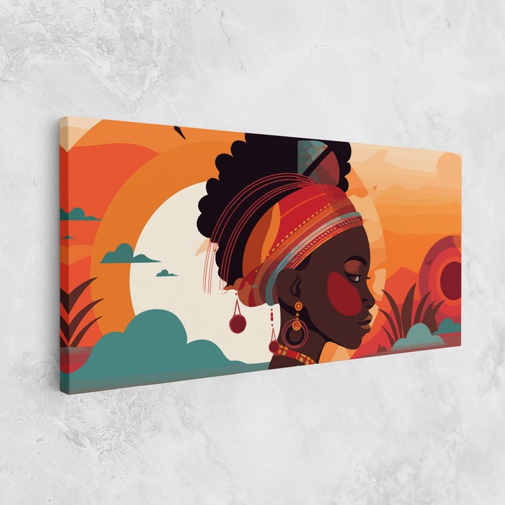 Tablou Canvas, 60x120 cm, Dormitor si Living, Femei, Femei Africane, African Lady Art