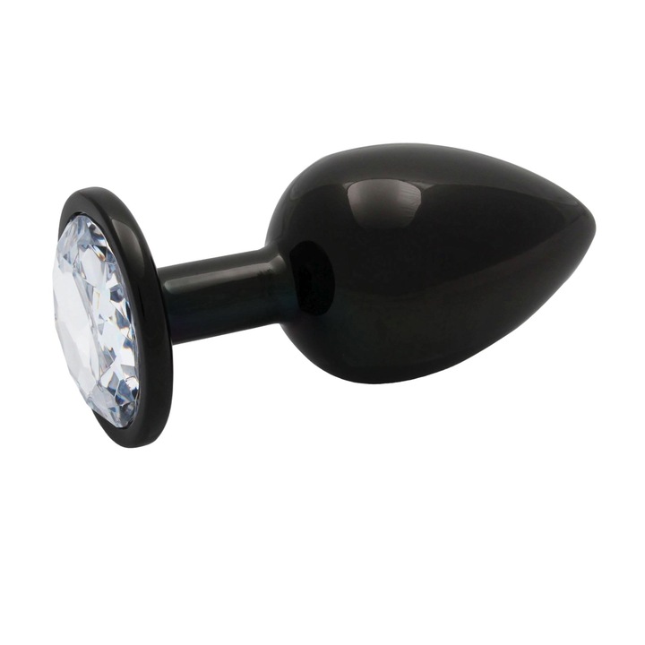 Boss of Toys anális dugó, Gem Butt Plug Large, alumínium/akril, fekete, 9,3x4,1 cm