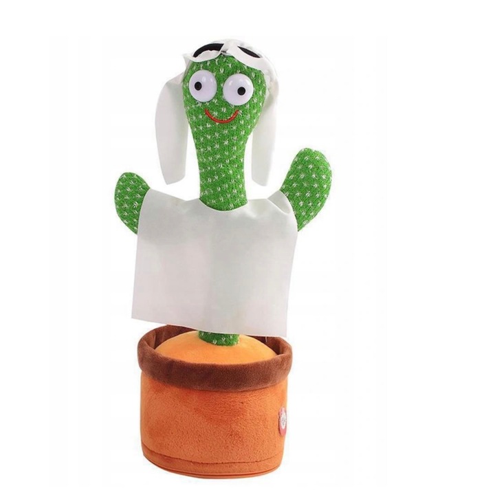 Interaktív játék táncos és éneklő kaktusz, fényeffektus, textil, 31cm, 2 év