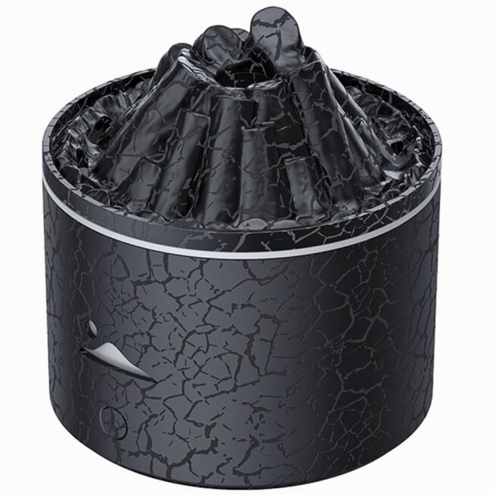 Comari® Vulcano szobai párásító illóolaj diffúzorral és éjszakai fénnyel, aromaterápia, űrtartalom 180 ml, automatikus kikapcsolás, led lámpák, vulkán típusú, fekete