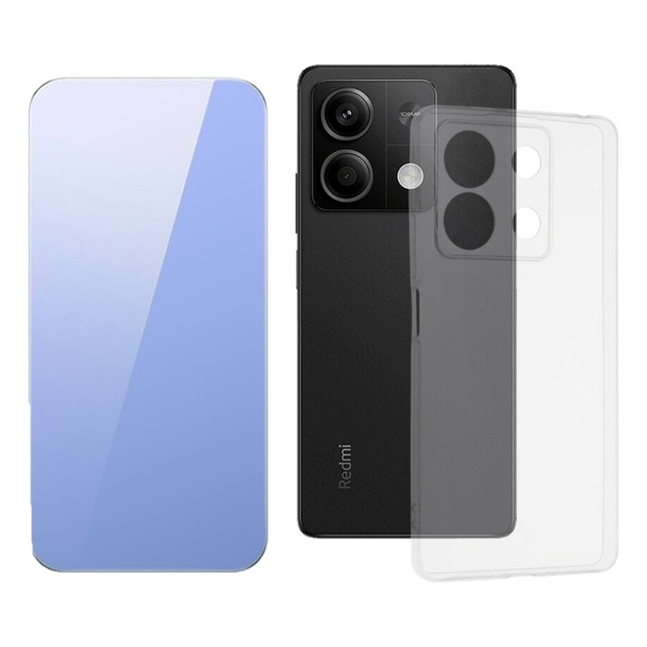 2.5D Secure üvegfólia készlet, Kristály tiszta, Full HD Clarity és High Clear 2,0 mm-es TPU tok Xiaomi Redmi Note 13 Pro 5G-hez, OPTIM SOLUTION, Gyémánt kialakítás, Könnyű lökhárító tok, Egyedülálló, tartós sárgásgátló technológia, átlátszó