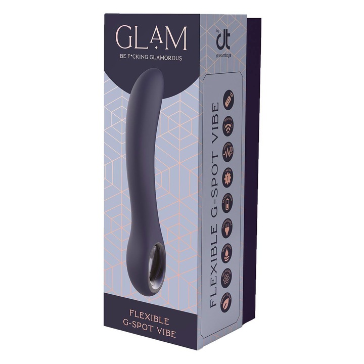 Glam Dream Toys rugalmas G-pont vibrátor, 5 ritmus, szilikon, újratölthető, 22 cm