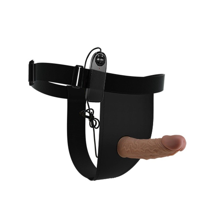 Strap-on Boss of Toys, Draven, silicon, vibratoare multispeed, negru, 17x3cm