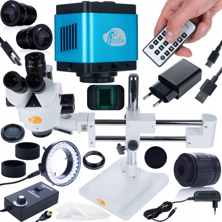 Mikroszkóp sztereoszkópikus Rosfix Jupiter Pro MSJP-T-SDMS1, kamera Aquarius PRO 8,29mp, készlet