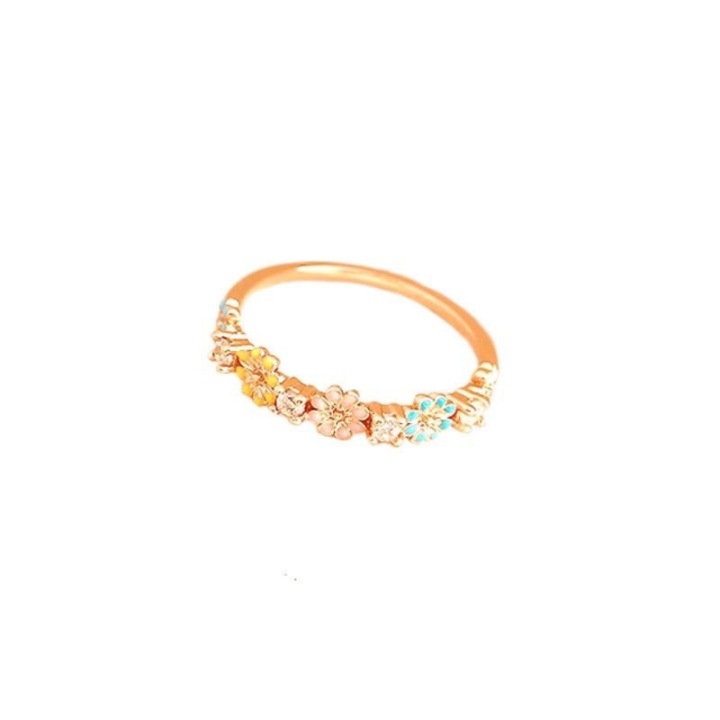 Fashion Rose Gold Treasure Inel de flori: Meserias rafinat, alegere eleganta, S
