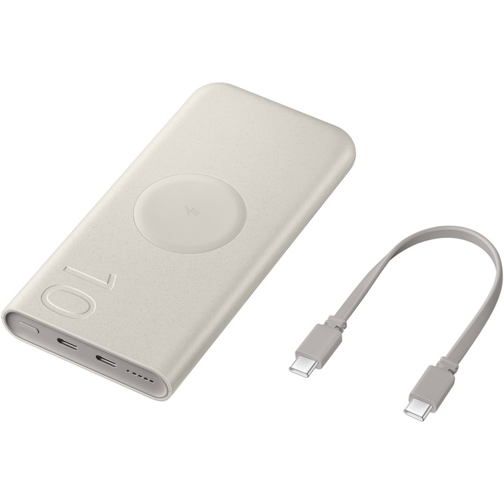 Външна батерия Samsung Super, Fast Charge (25 W) Wireless Battery Pack 10000 mAh, Dual USB Type-C, Бежов