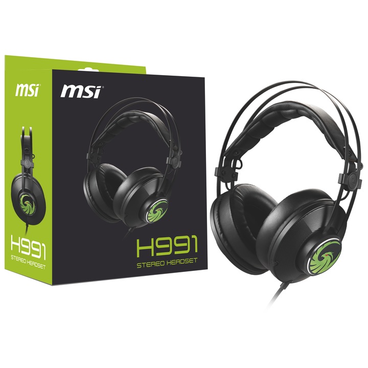 MSI S37-21000A3-V33 gaming fejhallgató, S Box (SHP-201), zöld
