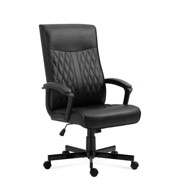 Premium Főnöki Szék forgószék, kényelmes irodai szék Fordított bőr, Fekete