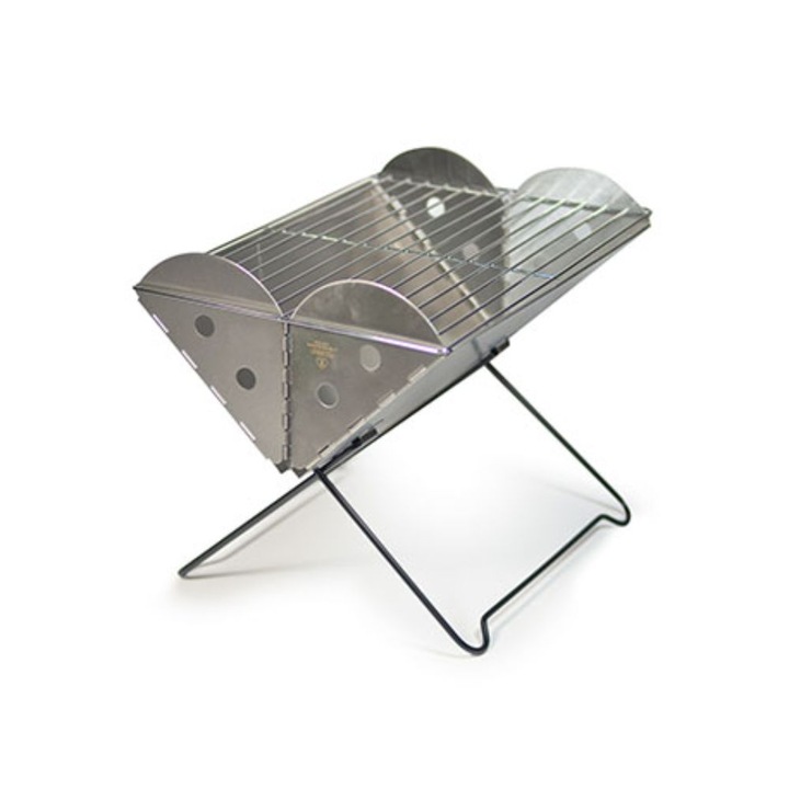 Gratar si Focar Portabil UCO Flatpack, Inox, Pliabil, 34x25.4x28cm, Argintiu