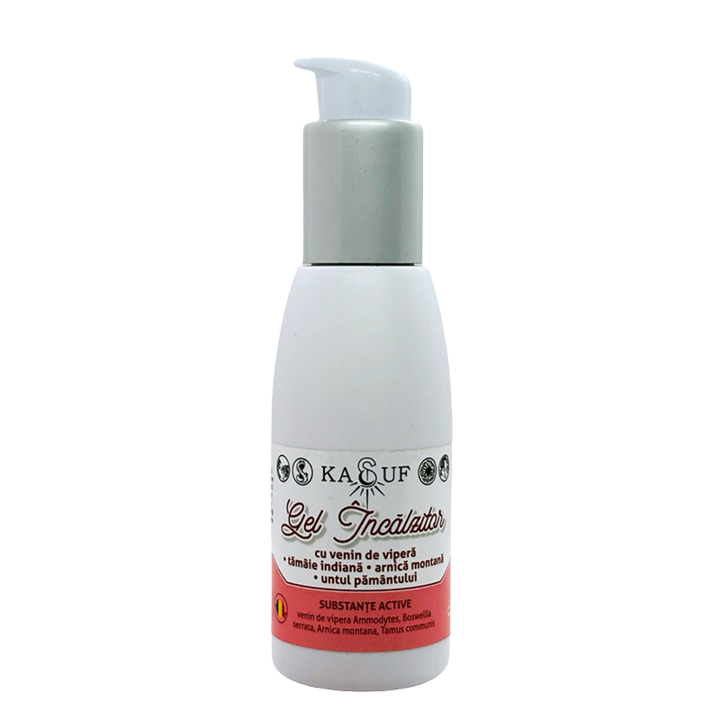 Gel Incalzitor KASUF cu Venin de Vipera, Tamaie Indiana, Untul Pamantului, Arnica Montana 100 ml