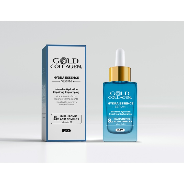 Ser de zi cu colagen, hidratare intensa, cu acid hialuronic si vitamina B5 Gold Collagen Hydra Essence, 30ml