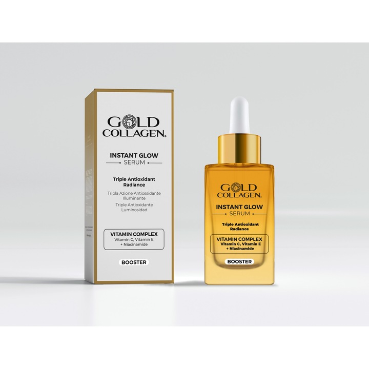 Ser cu colagen, stralucire instantanee, triplu antioxidant, cu complex de vitamine si niacinamida Gold Collagen Instant Glow, 30ml