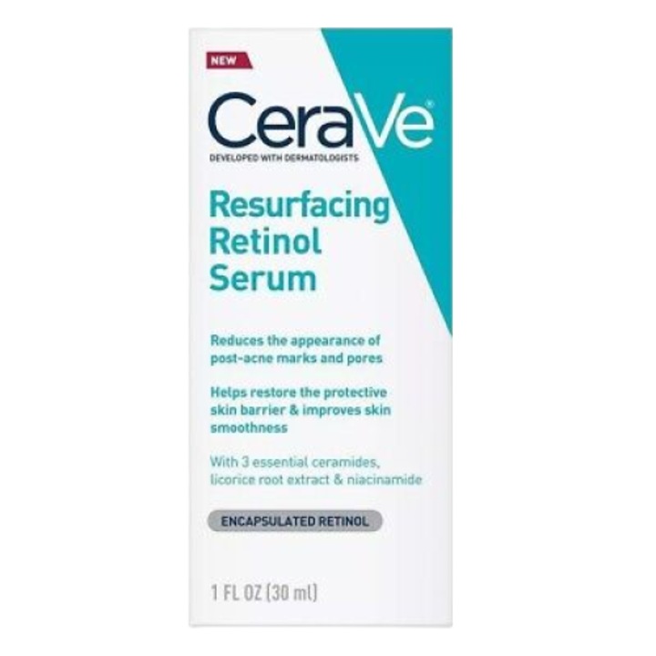 Arcszérum, CeraVe, Resurfacing retinol szérum, hozzájárul a bőr védőrétegének helyreállításához, ránctalanító, kapszulázott retinollal és niacinamiddal, illatmentes, 30 ml