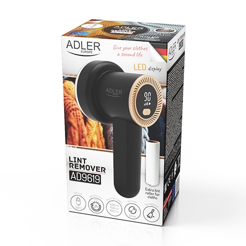 Aparat curatat scame ADLER, 3 viteze, LED, negru-auriu, 19.5x10.5x9cm