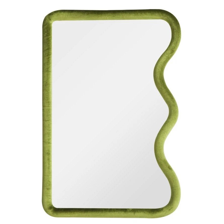 Zöld dísztükör MDF-ből és textilből, 90 x 60 x 4 cm, Tod Mauro Ferreti