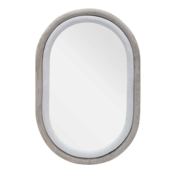 Сиво декоративно огледало от MDF и текстил, 90 x 60 x 4 cm, Antony Mauro Ferreti