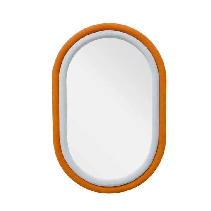 Оранжево / сиво декоративно огледало от MDF и плат, 90 x 60 x 4 см, Antony Mauro Ferreti