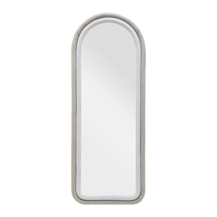 Szürke dekoratív tükör fából és szövetből, 160 x 60 x 4 cm, Cloe Mauro Ferreti