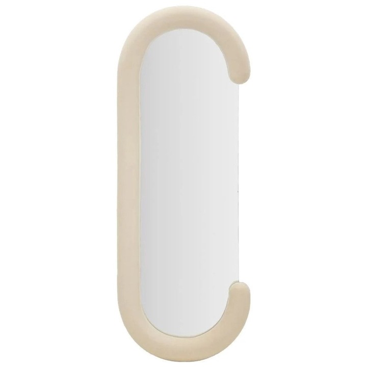 Кремаво декоративно огледало от МДФ и плат, 160 х 60 х 7 см, Chantal Mauro Ferreti