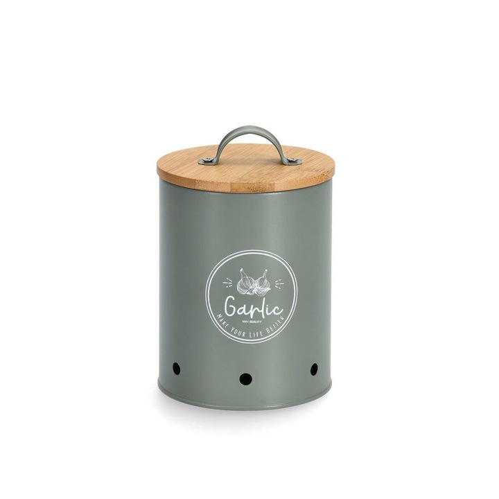Recipient usturoi Retro Garlic, metal, Ø 11.3 x 14.3 - 17 cm