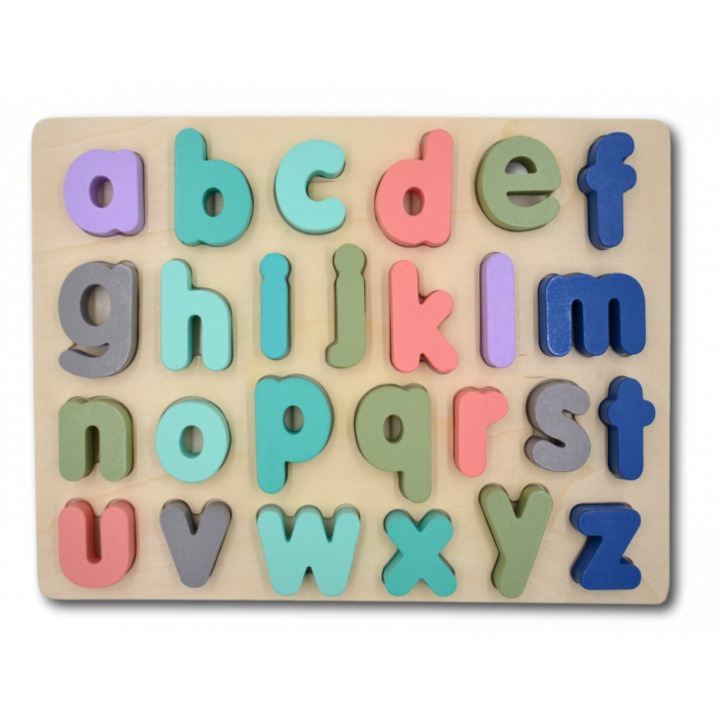 Puzzle Educativ, Baczek, Alfabet, Litere Mici, Multicolor, 30x22.5x1.9cm
