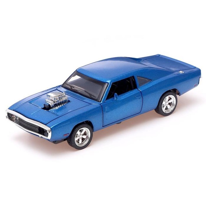 Метална количка Dodge Charge, С турбини Бързи и яростни, 1:32, Синя, Без опаковка