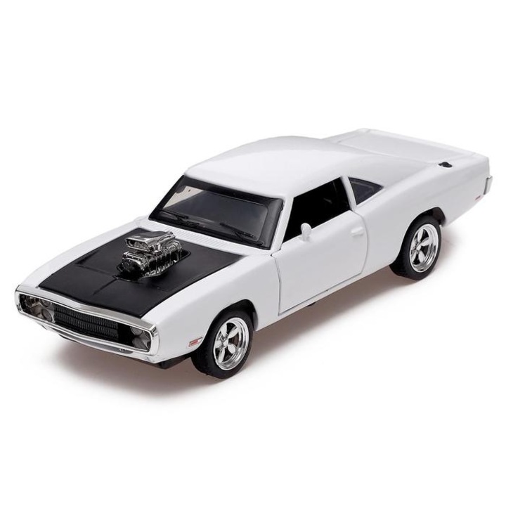 Метална количка Dodge Charge, С турбини Бързи и яростни, 1:32, Бяла, Без опаковка