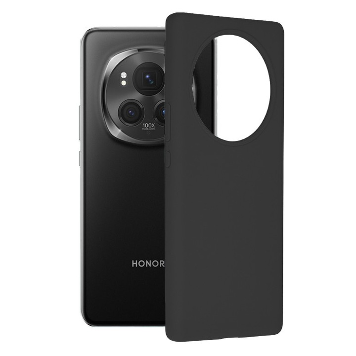 Husa pentru Honor Magic 6 Pro Daden® Soft Edge Silicone, Ultra Slim, Interior din microfibra, Negru