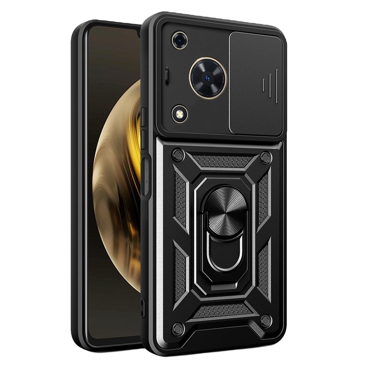 Премиум защитен калъф за телефон Camshield Pro, защита на камерата, устойчивост на удар, съвместим с Huawei nova Y72, черен