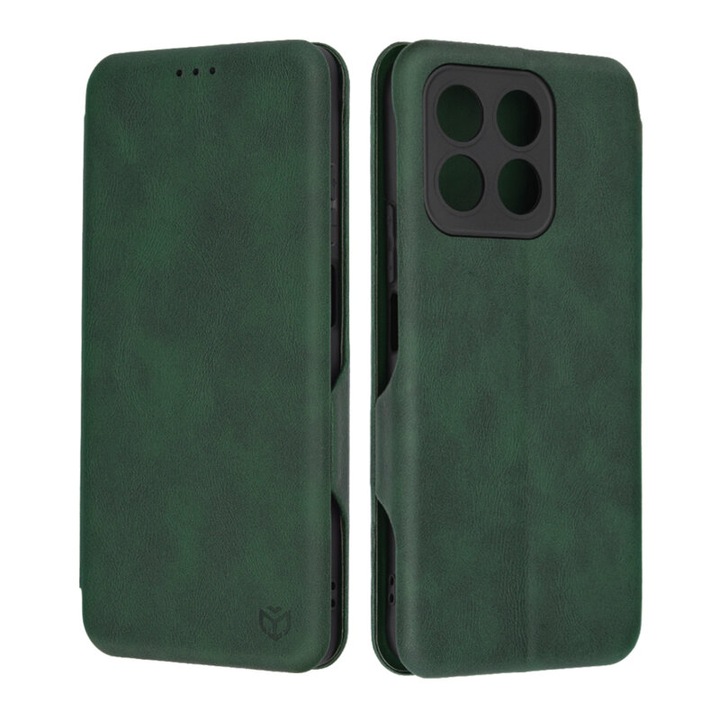 Husa de protectie flip cover compatibila cu Honor X8B, Safe Wallet Plus, piele ecologica, Verde inchis