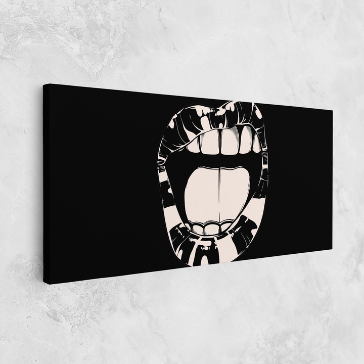 Tablou Canvas, 50x100 cm, Dormitor Si Living, Femei, Lips, Big Lips On Black