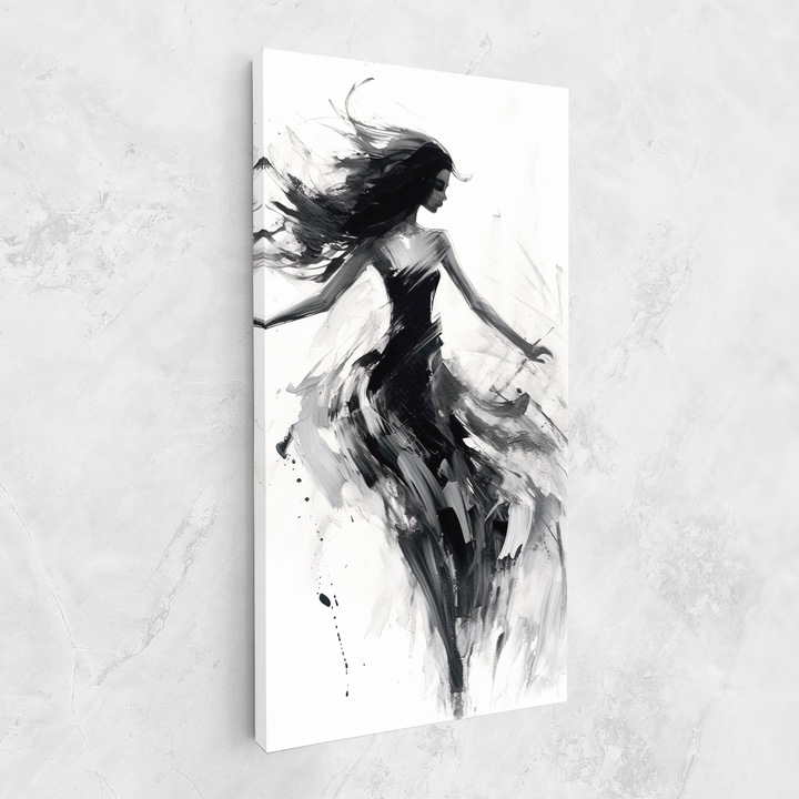 Tablou Canvas, 40x80 cm, Dormitor si Living, Femei, Siluete, Black Ink Woman