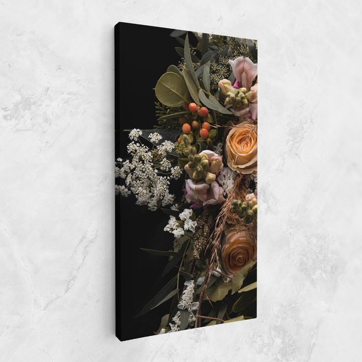 ARTHUB, Vászonkép 40x80 cm, Dark Flower Bouquet | Hálószoba és Nappali, Virágok, Virágcsokor