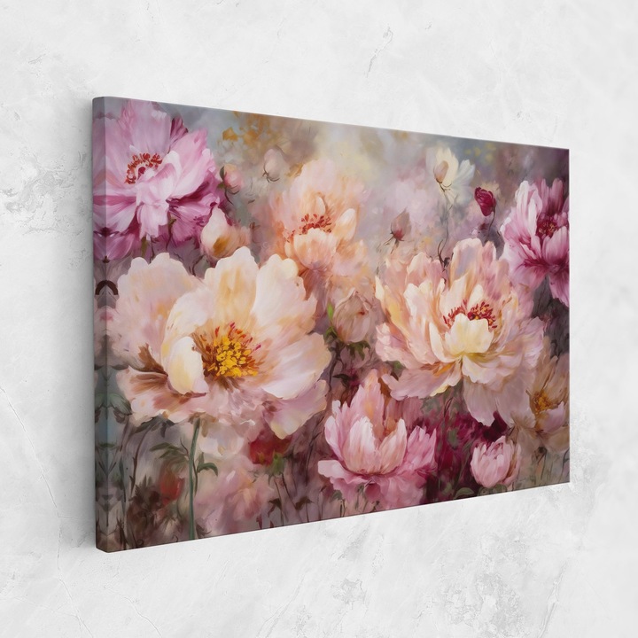 Tablou Canvas, 50x70 cm, Dormitor si Living, Flori, Bujori, Peony Painting Art
