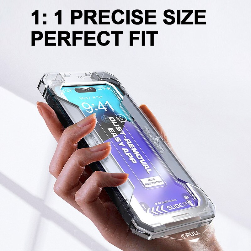 Set 2 folii protectie sticla temperata, auto-instalare 15 secunde, ultra-rezistente, 6.1"