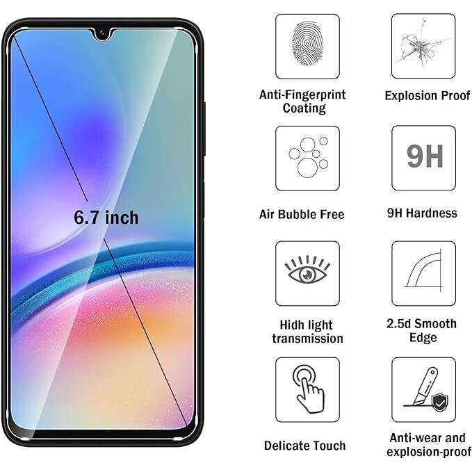Folie de protectie 3D din sticla temperata pentru Samsung Galaxy A05s, margine fara aluminiu, hidrofoba, 9H, transparenta