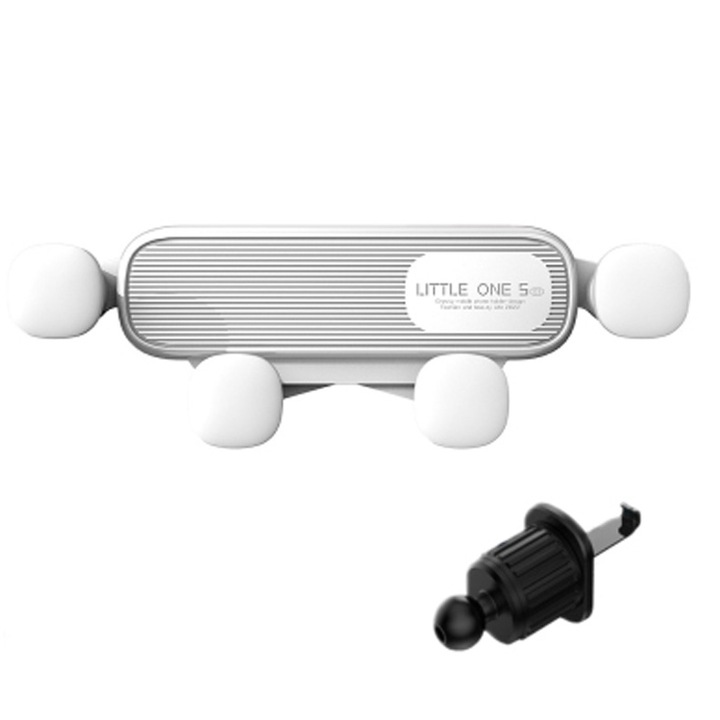 Univerzális autós tartó telefonhoz, gravitációs markolat, 360 fokos elforgatás, fehér